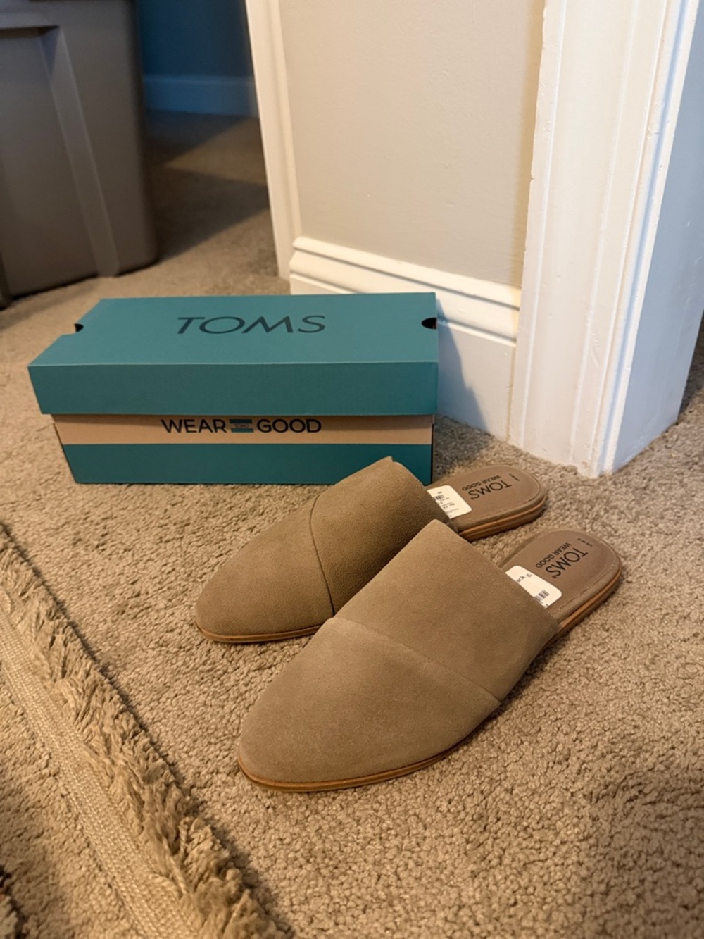 TOMS Tan Suede Slip-On Mules - Neutral Suede
